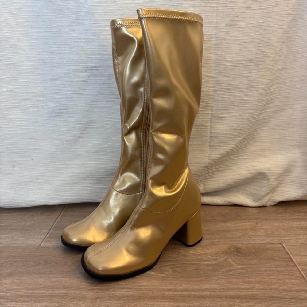 Funtasma Metallic Gold Knee-High Boots - Picture 4 of 8